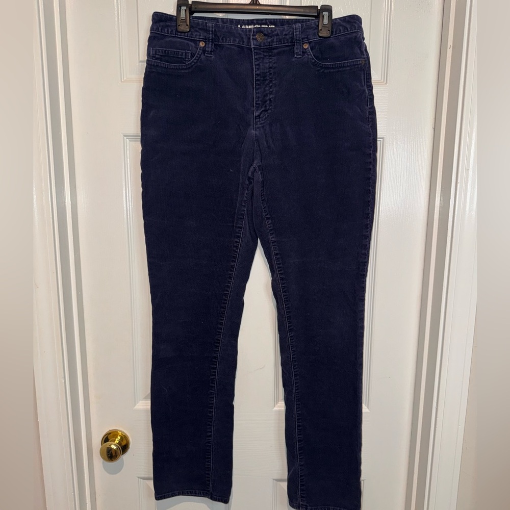 Lands' End Navy Corduroy Mid Rise Straight Pants. Size 10